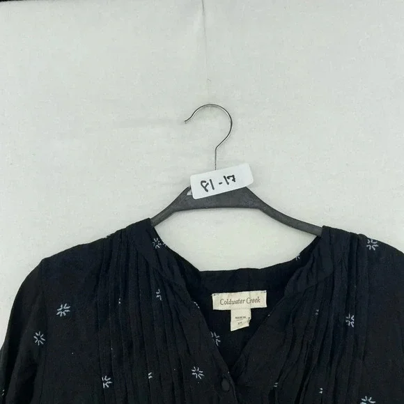 Vintage Coldwater Creek Blouse Women's Sz XS Black Southwestern Print Button Up - Picture 11 of 11